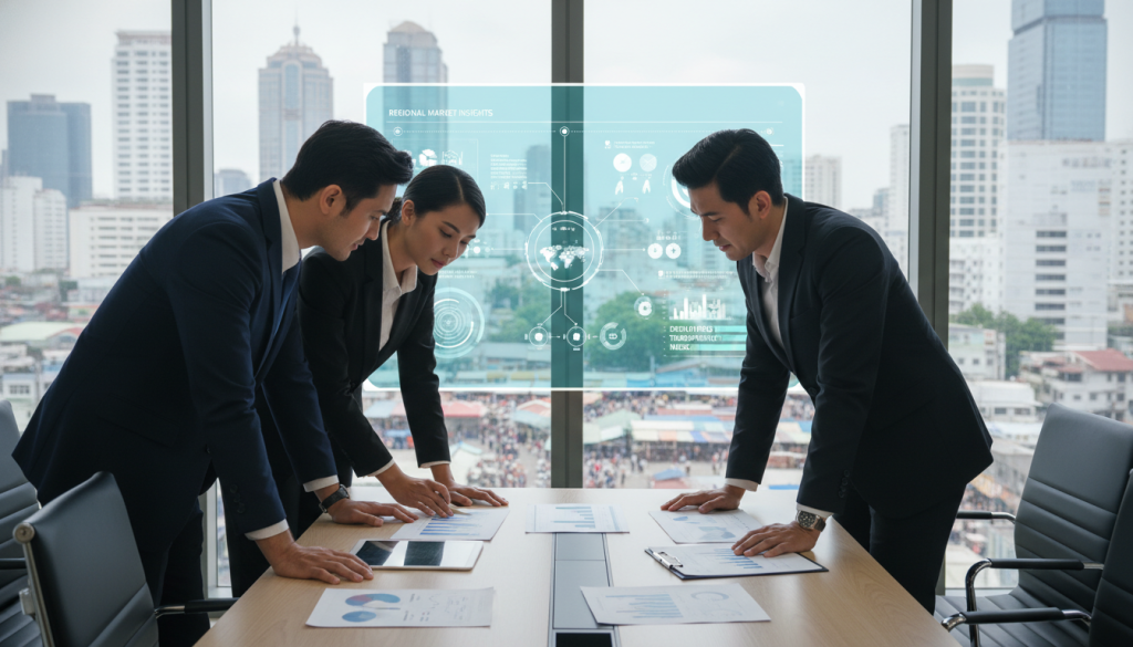 A professional business setting focusing on derivatives transparency. In the foreground, a diverse group of three professionals in business attire is engaged in discussing financial reports on a sleek conference table, with digital screens showcasing graphs and data on derivatives. The middle layer features a large transparent digital display illustrating complex derivatives charts and transparency metrics, glowing softly, emphasizing clarity and insight. In the background, large windows let in natural light, offering a view of a bustling regional market. The atmosphere conveys a sense of urgency and importance, with a slightly blurred focus on busy city life outside, symbolizing the impact of robust reporting in regional markets. The lighting is bright and engaging, highlighting the seriousness of the topic without distractions.